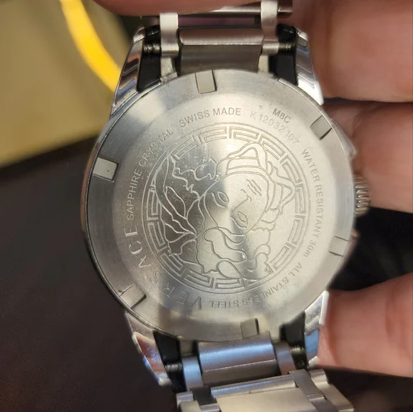 Versace Medusa Watch Chronograph Quartz Silver Sapphire Crystal Men's - Picture 1 of 10